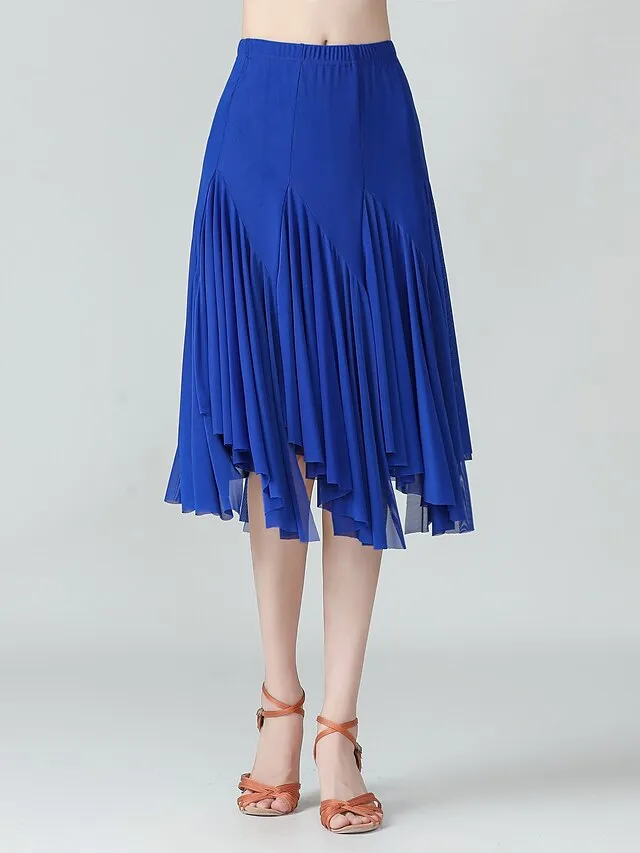Ballroom Dance Skirts Solid Women's Training Performance Daily Wear High Polyester
