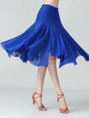 Ballroom Dance Skirts Solid Women's Training Performance Daily Wear High Polyester