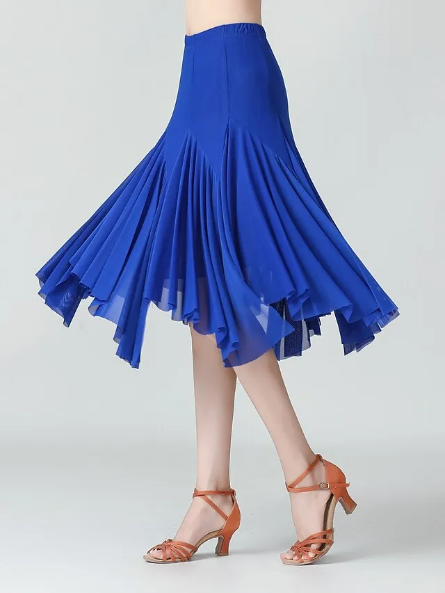 Ballroom Dance Skirts Solid Women's Training Performance Daily Wear High Polyester