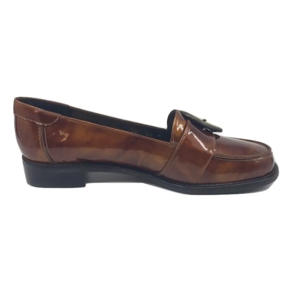 Bigbuck Brown Cosmos Patent Leather Stuart Weitzman Loafers