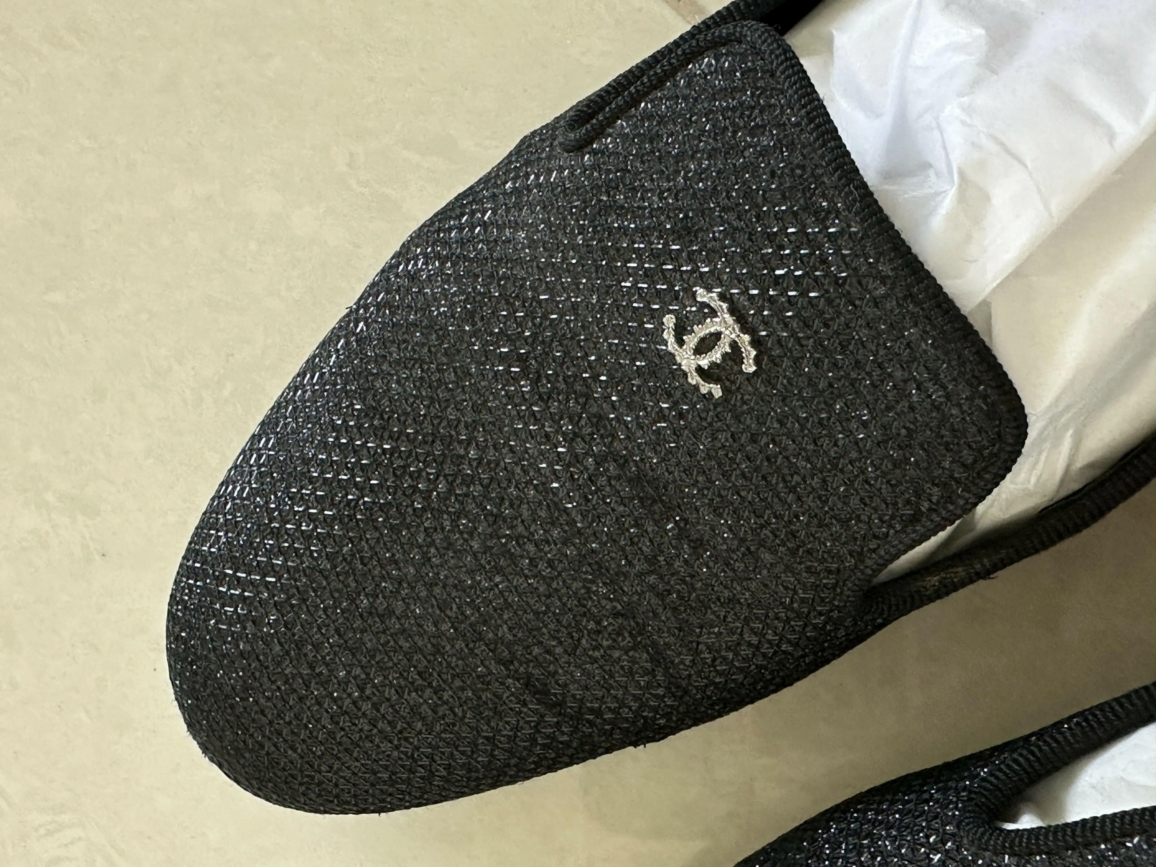 Black Glitter Fabric Mocassin Loafers