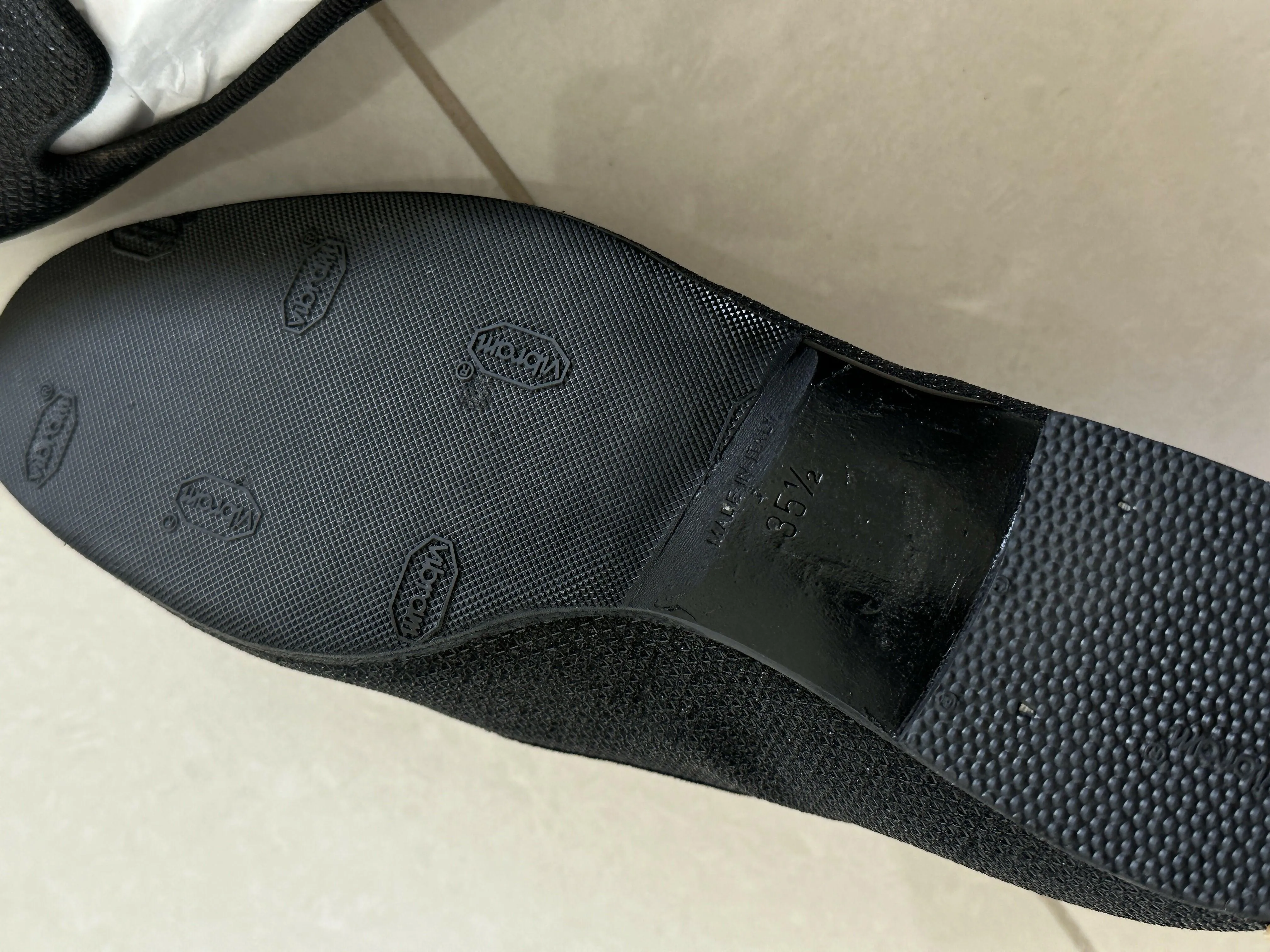Black Glitter Fabric Mocassin Loafers
