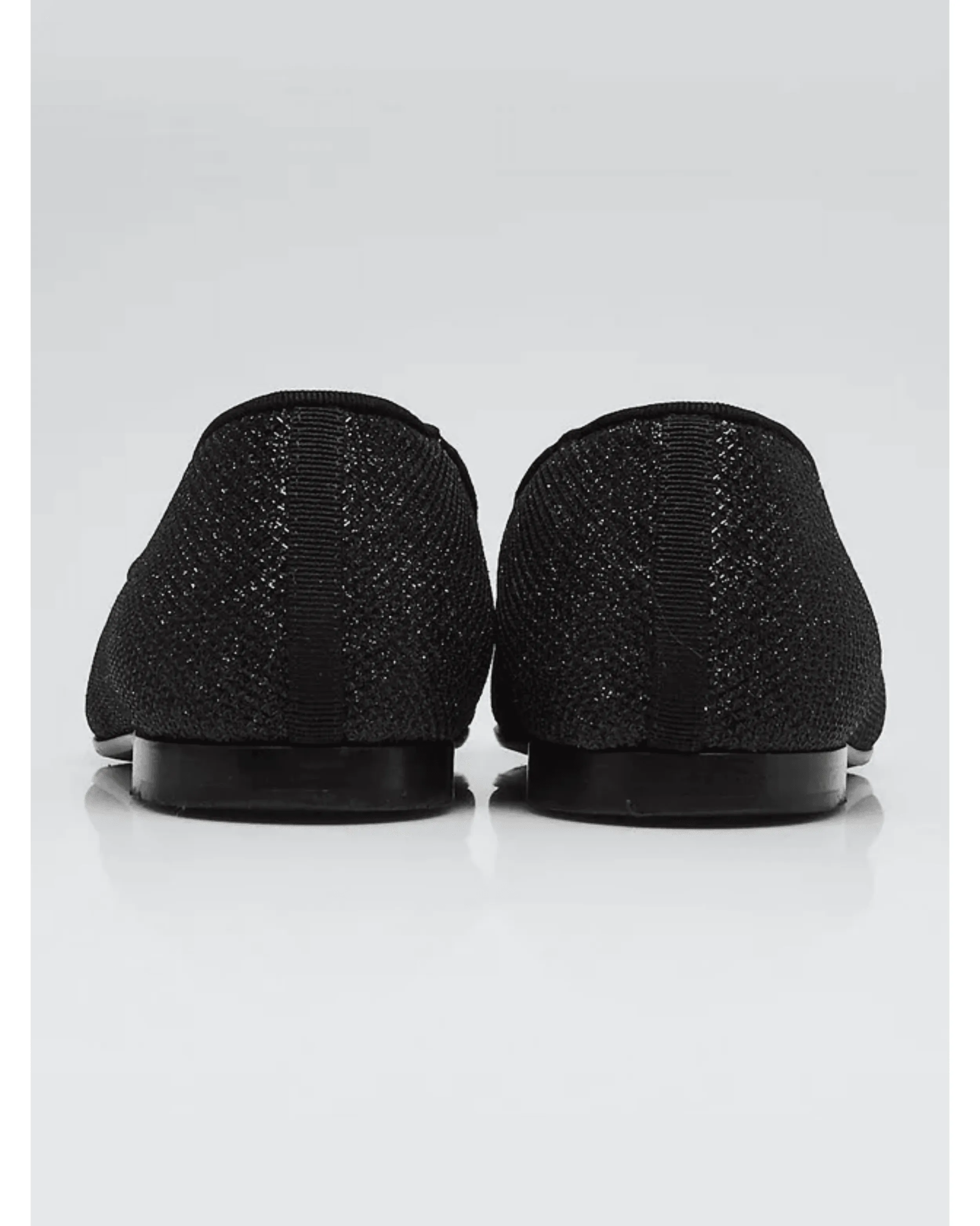 Black Glitter Fabric Mocassin Loafers