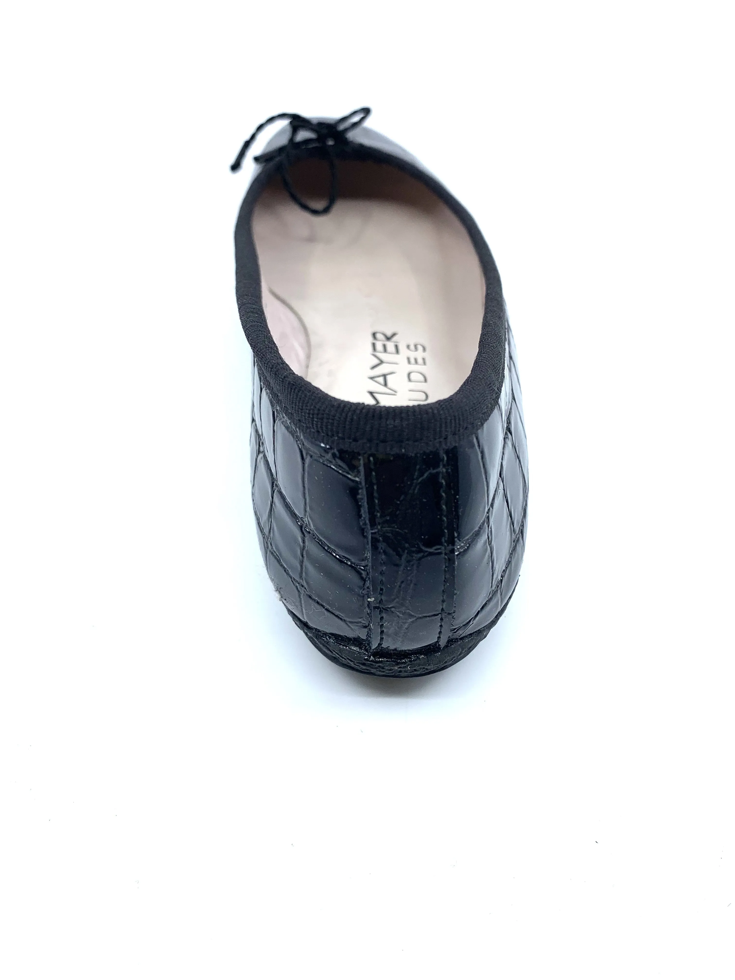 Country Black Crocodile Patent Leather Paul Mayer Ballet Flats