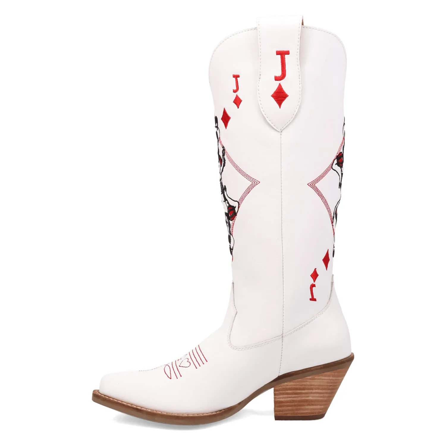 Dingo Womens Jack Of Diamonds White Leather Cowboy Boots