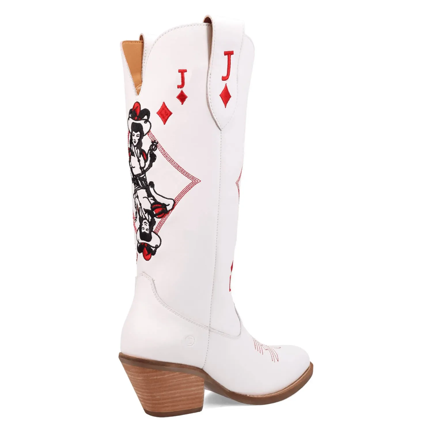 Dingo Womens Jack Of Diamonds White Leather Cowboy Boots