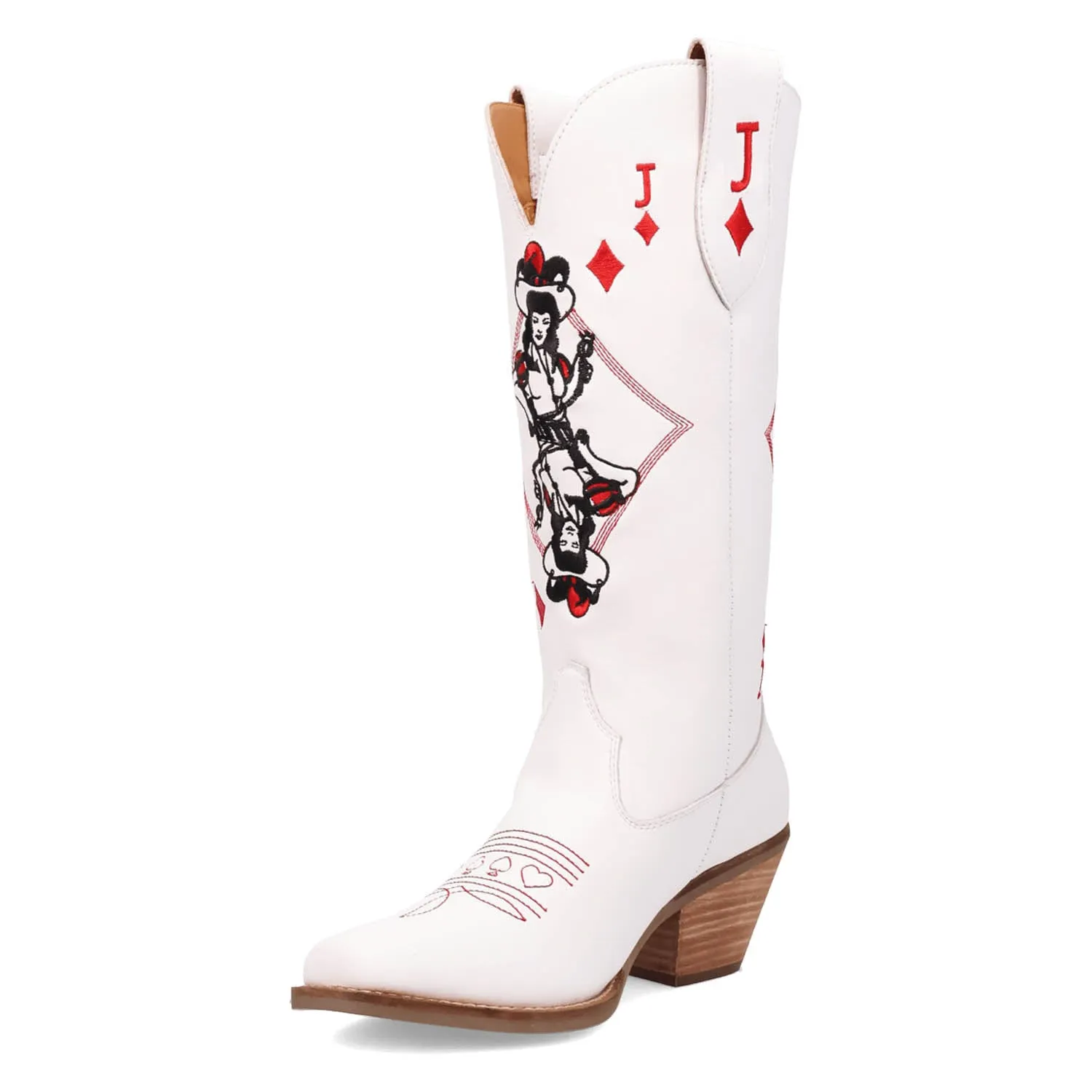 Dingo Womens Jack Of Diamonds White Leather Cowboy Boots