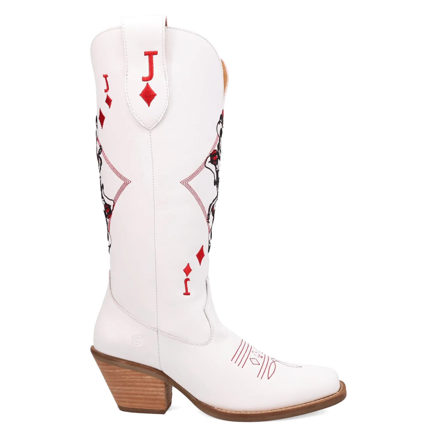 Dingo Womens Jack Of Diamonds White Leather Cowboy Boots