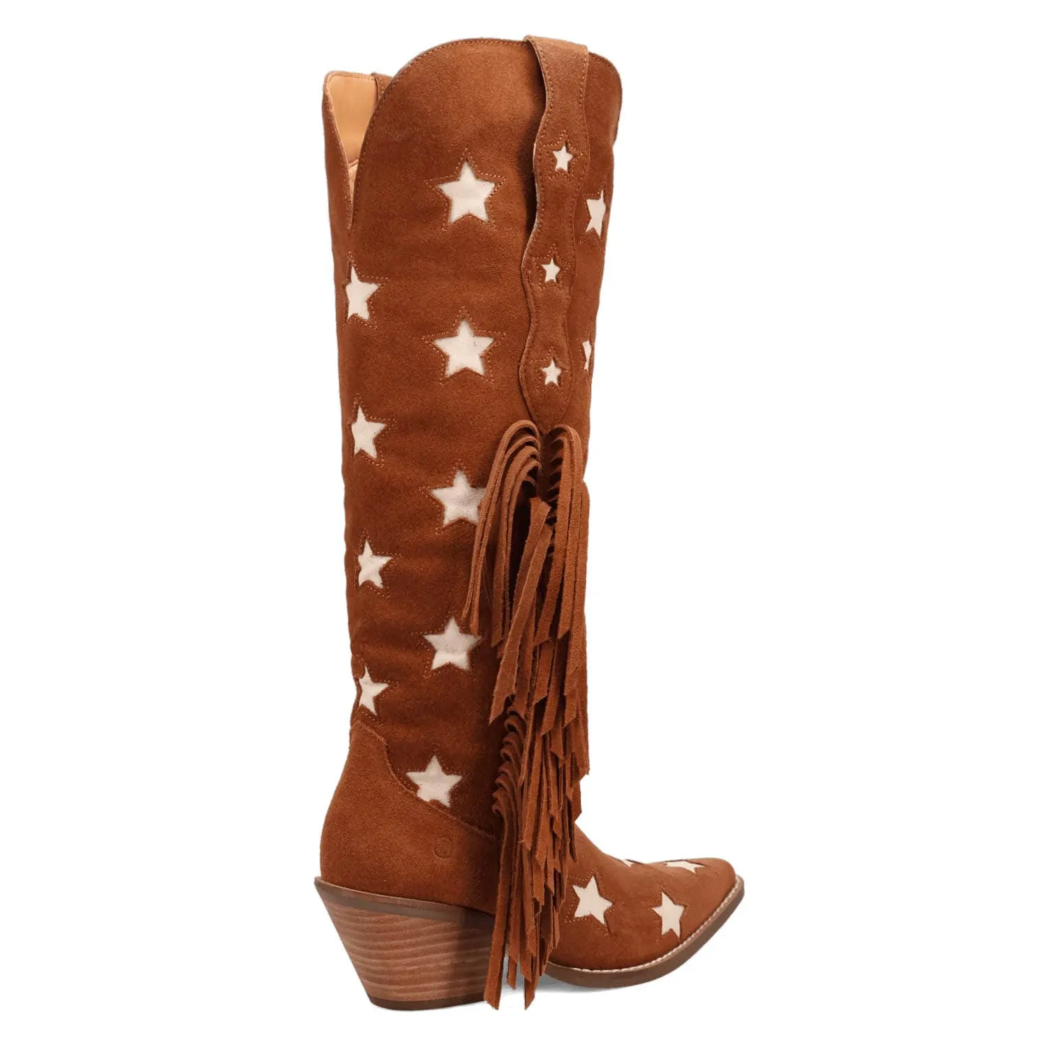 Dingo Womens Super Star Camel Suede Cowboy Boots
