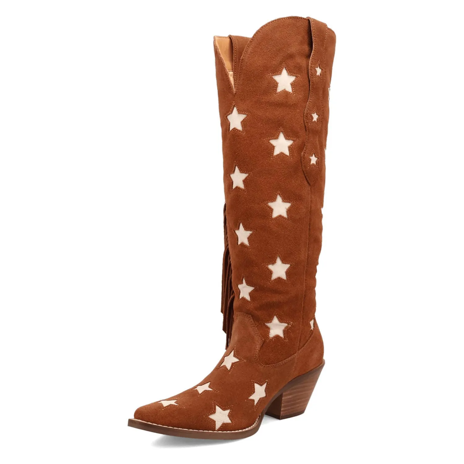 Dingo Womens Super Star Camel Suede Cowboy Boots