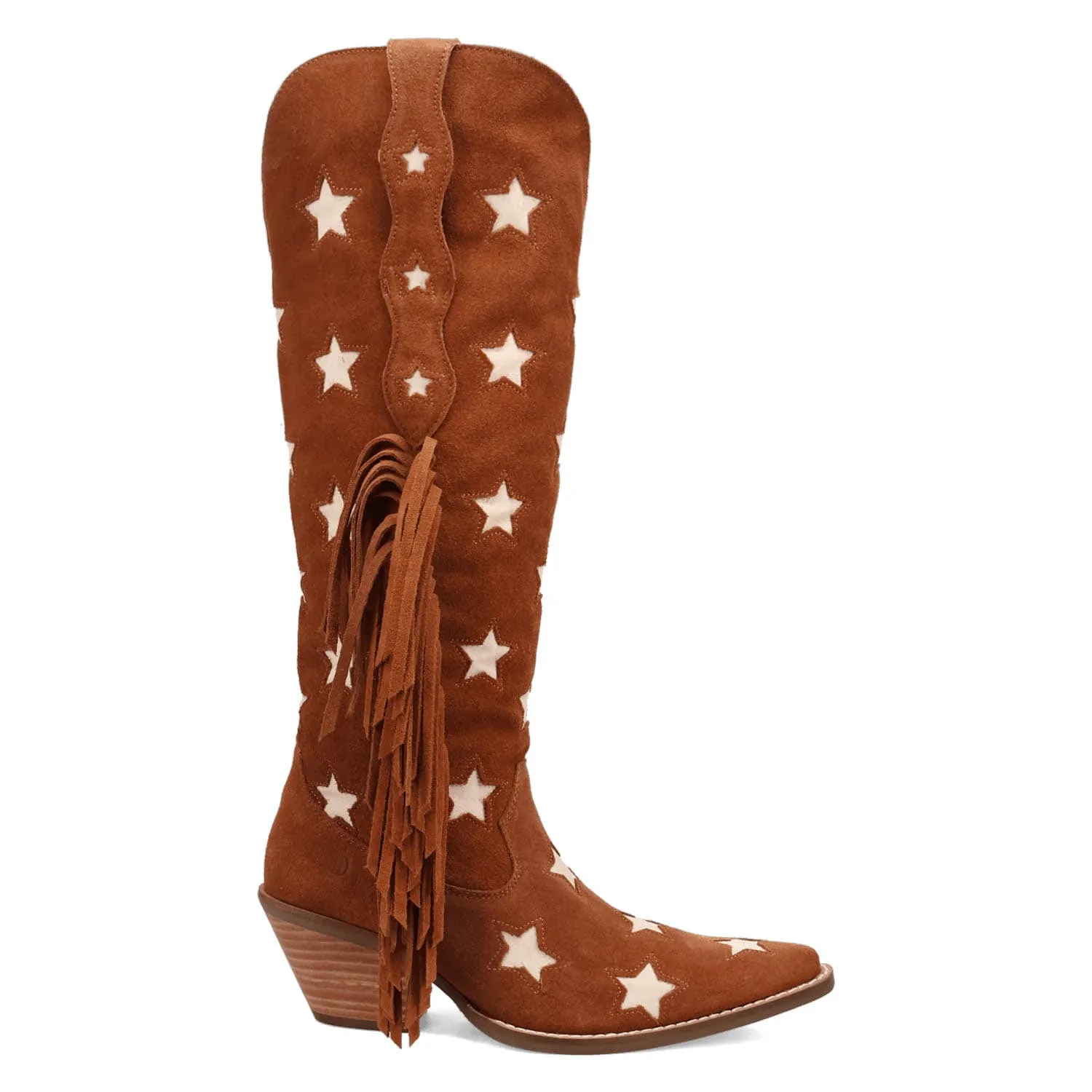 Dingo Womens Super Star Camel Suede Cowboy Boots