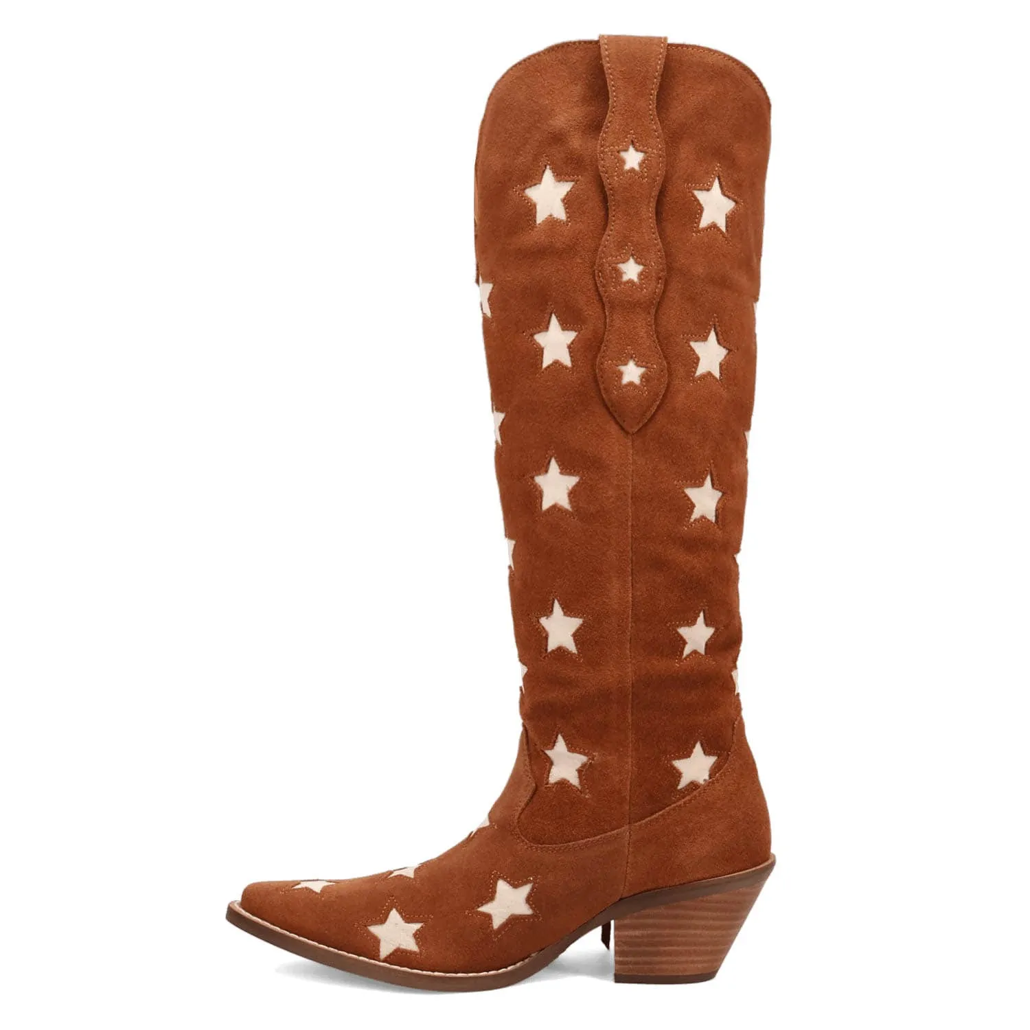 Dingo Womens Super Star Camel Suede Cowboy Boots