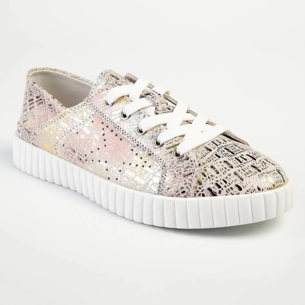 Julz Valentina Leather Sneaker With Star Detail - Gold