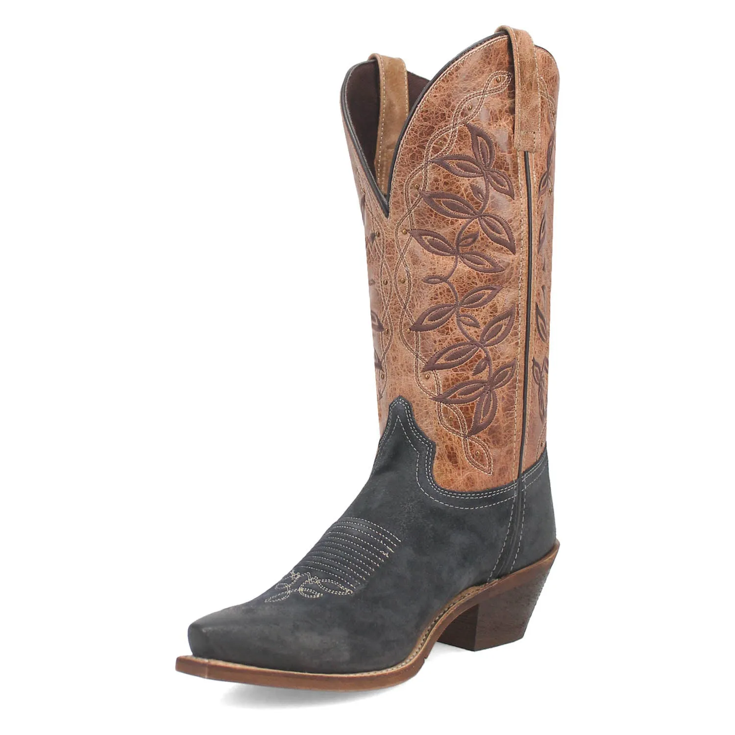 Laredo Womens Kama Navy/Tan Leather Cowboy Boots