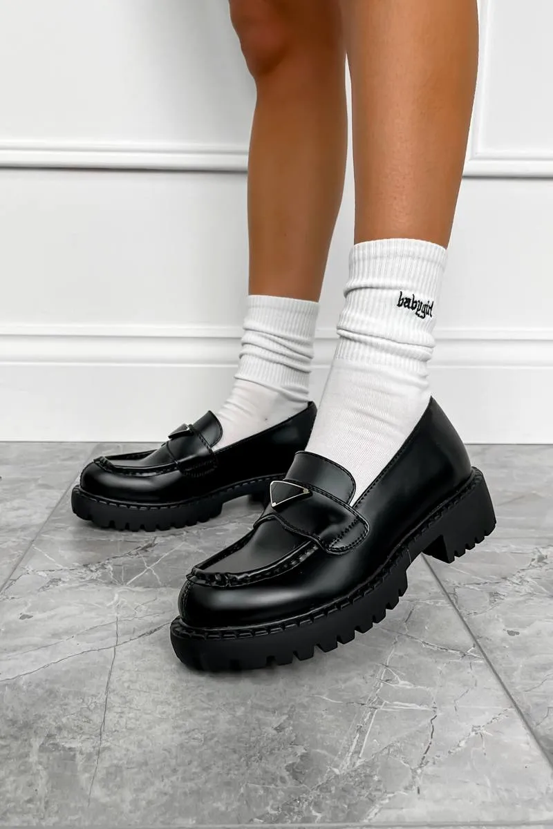 LIBBY Chunky Slip On Loafers - Black