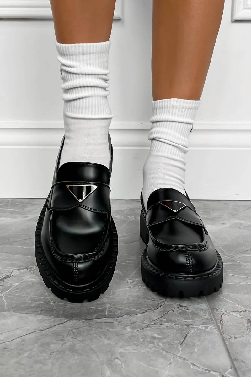 LIBBY Chunky Slip On Loafers - Black