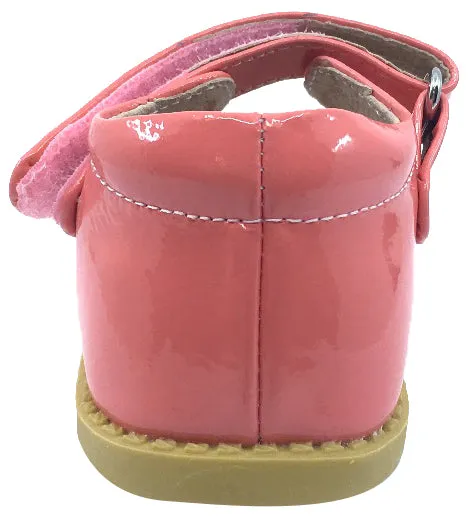 Livie & Luca Girl's Bow Coral Pink Patent Leather Ribbon Bow Cut-Out Mary Jane Flat Shoes