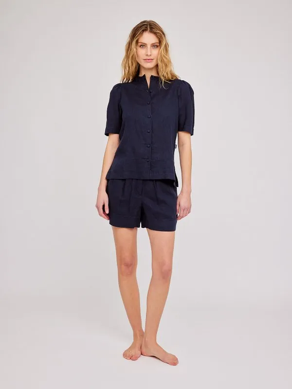 Maren Linen Shorts - Navy