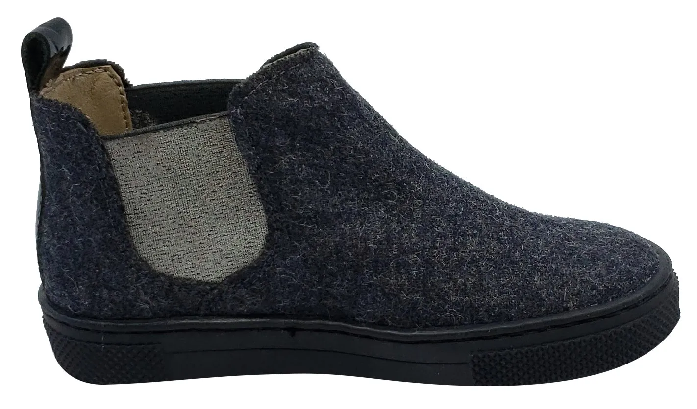 Maria Catalan for Boy's and Girl's Grey Flanel Silver Elastic Sides Patent Back Detail High-Top