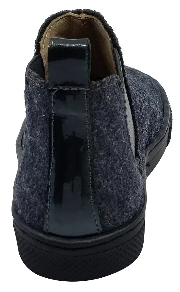 Maria Catalan for Boy's and Girl's Grey Flanel Silver Elastic Sides Patent Back Detail High-Top