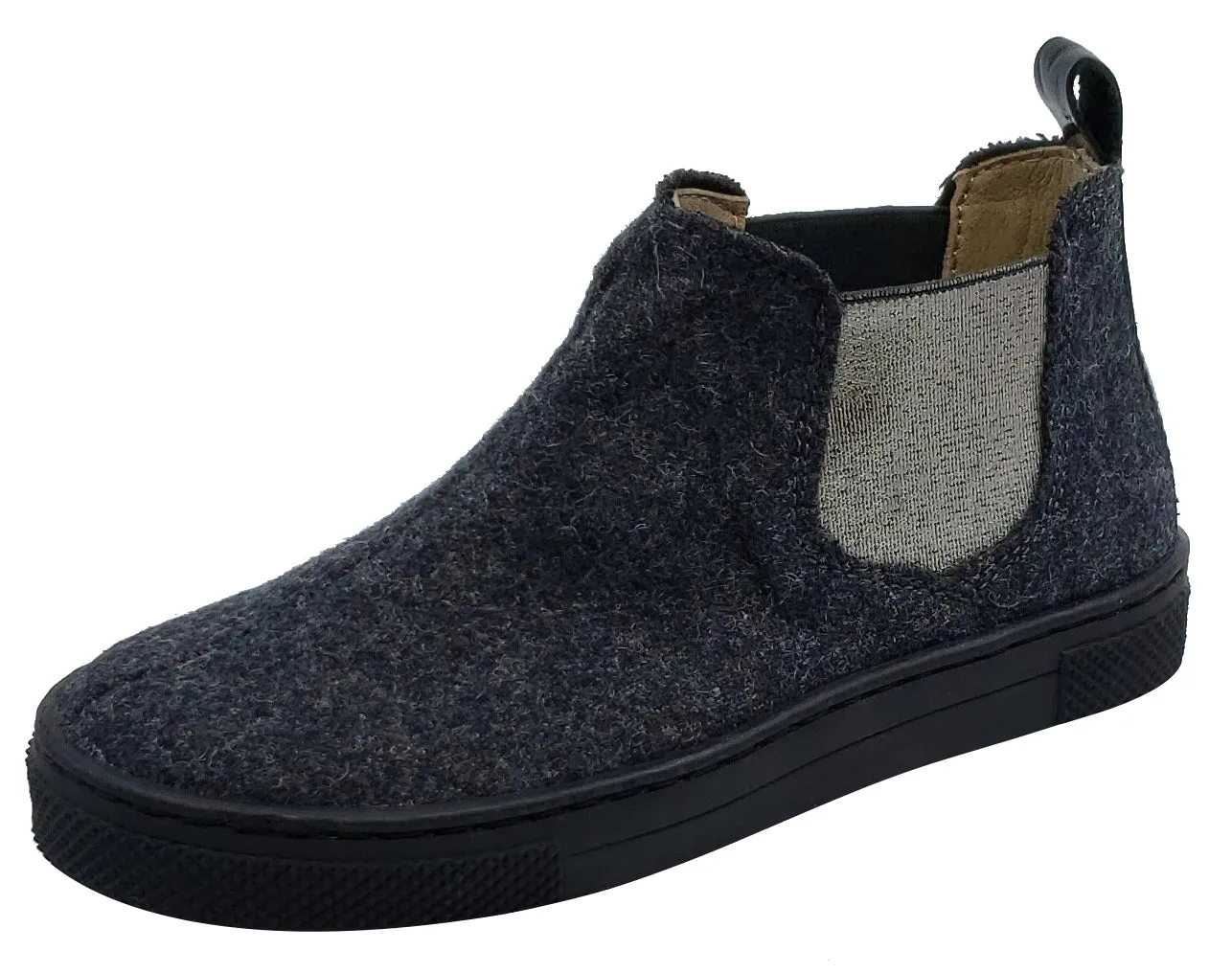 Maria Catalan for Boy's and Girl's Grey Flanel Silver Elastic Sides Patent Back Detail High-Top