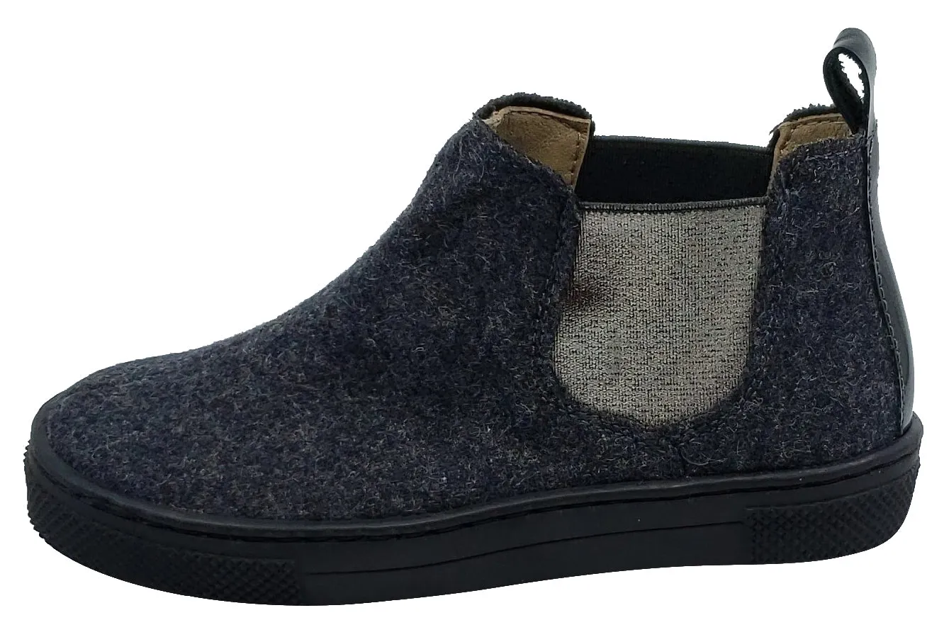 Maria Catalan for Boy's and Girl's Grey Flanel Silver Elastic Sides Patent Back Detail High-Top