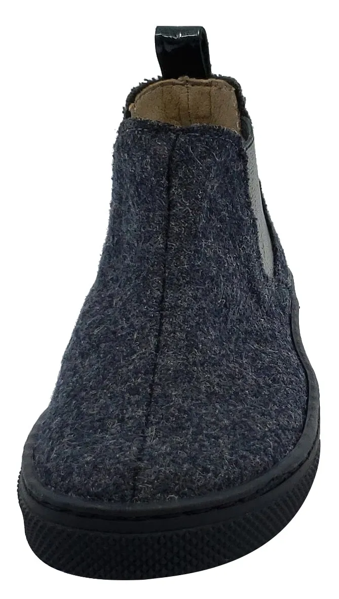 Maria Catalan for Boy's and Girl's Grey Flanel Silver Elastic Sides Patent Back Detail High-Top