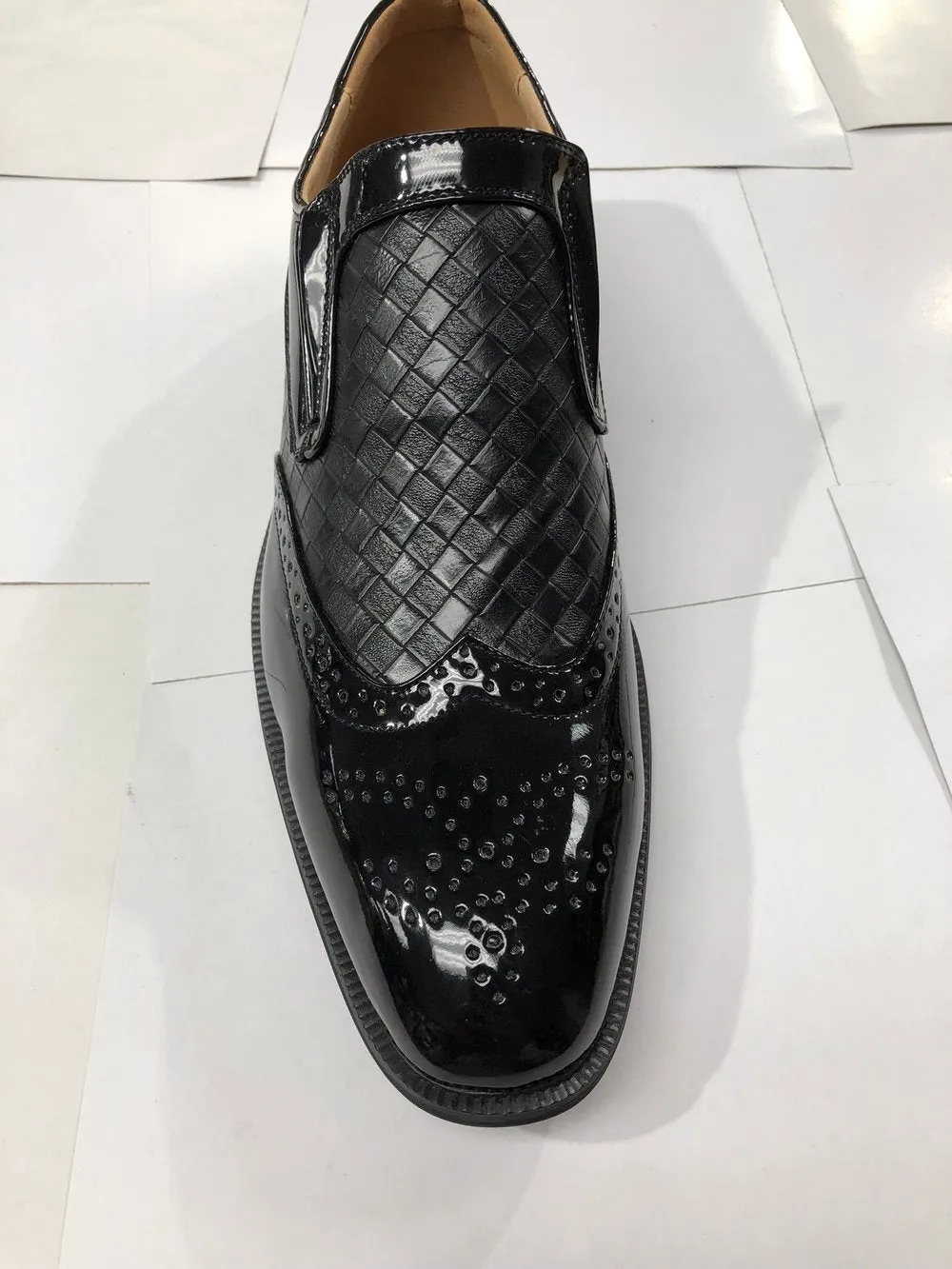 Masimo Black Slip On faux patent leather  (available up to size 15) 2243