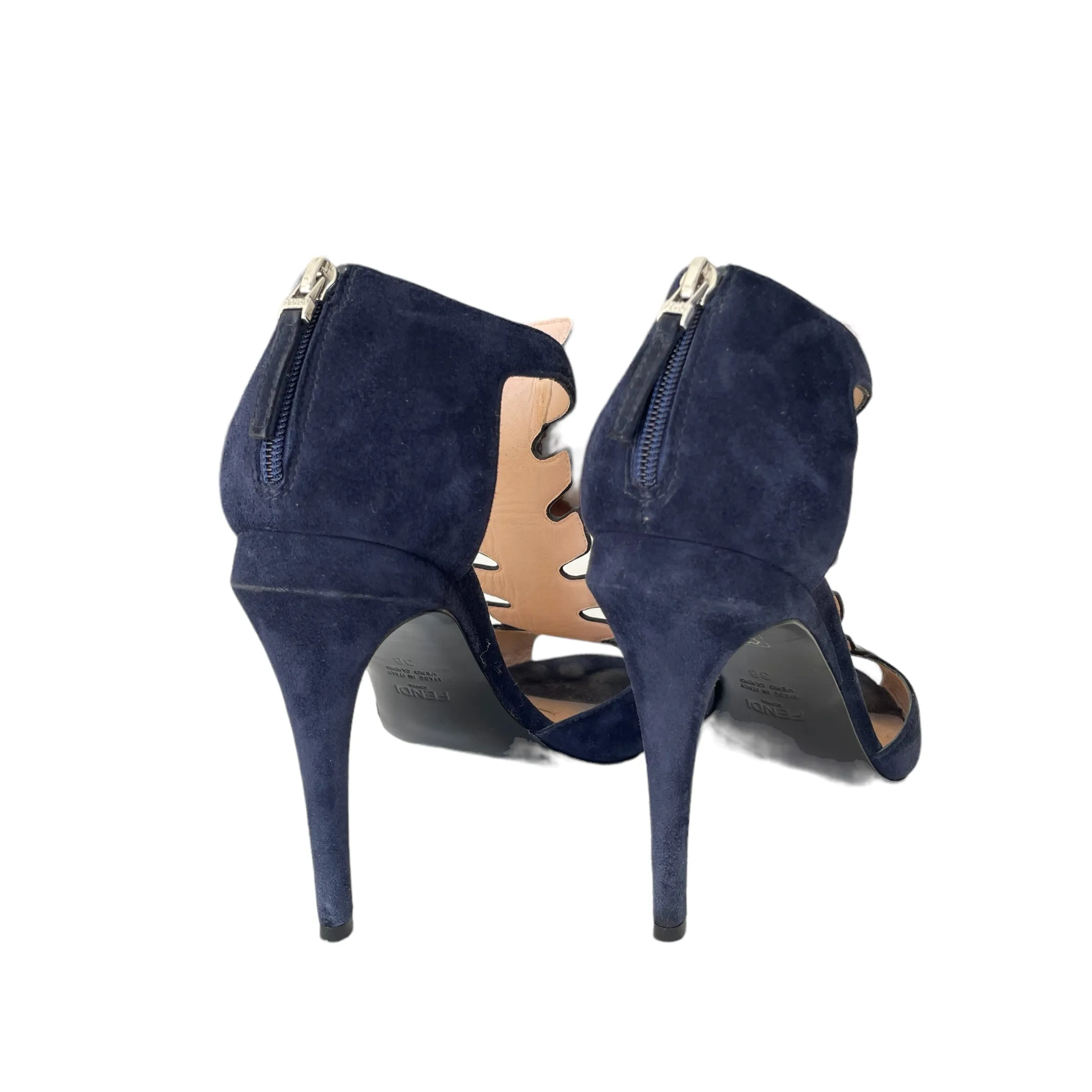Navy Suede & Leather Heels - 8