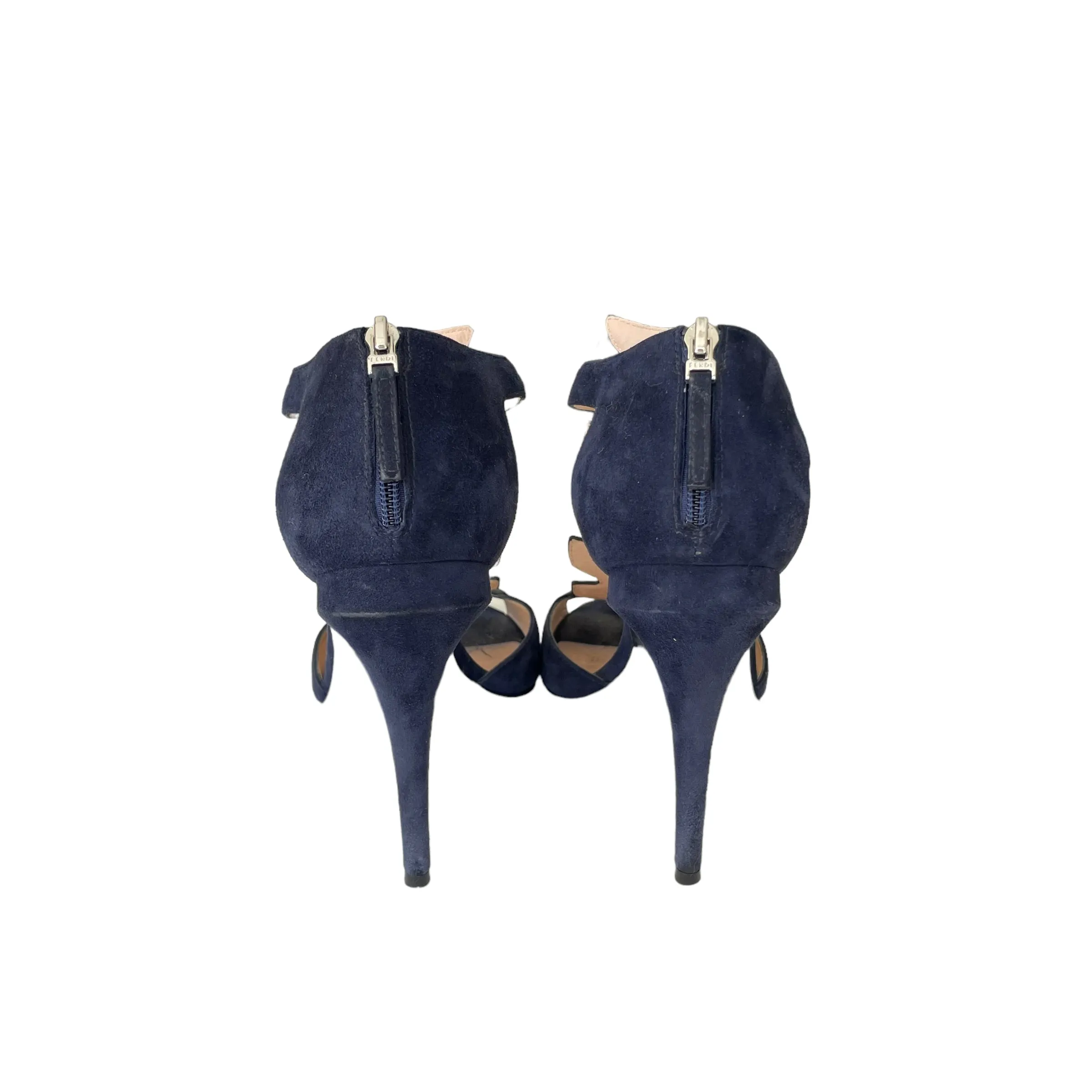 Navy Suede & Leather Heels - 8