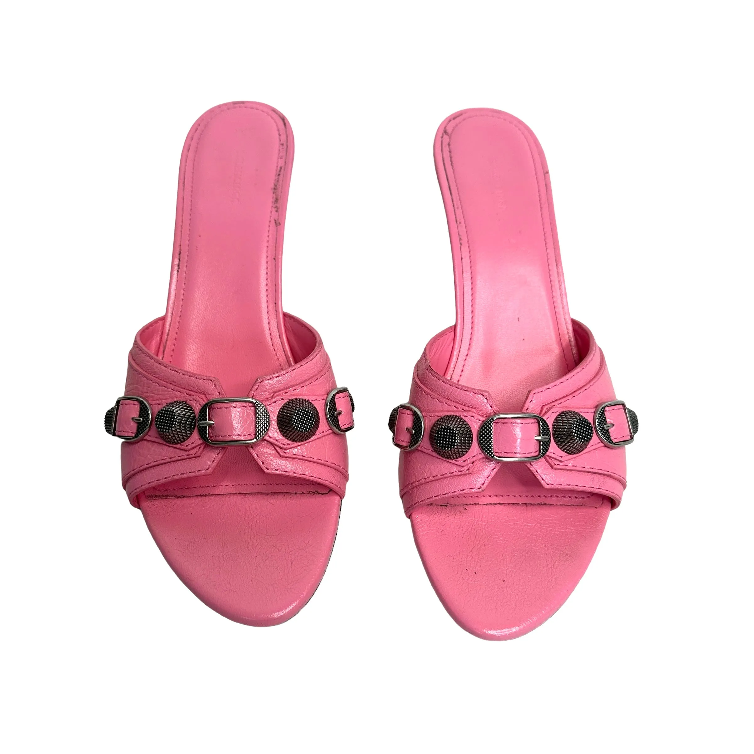 Pink Heeled Slides - 7.5