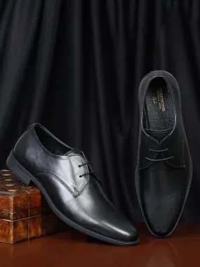 Teakwood Leather Men Solid Black Derbys