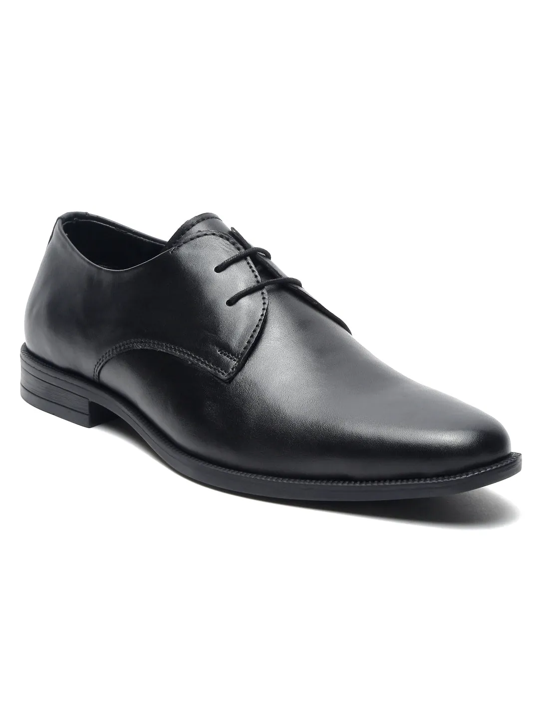 Teakwood Leather Men Solid Black Derbys