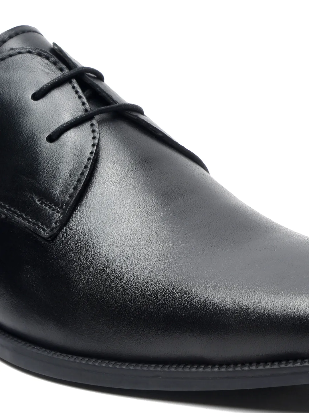 Teakwood Leather Men Solid Black Derbys