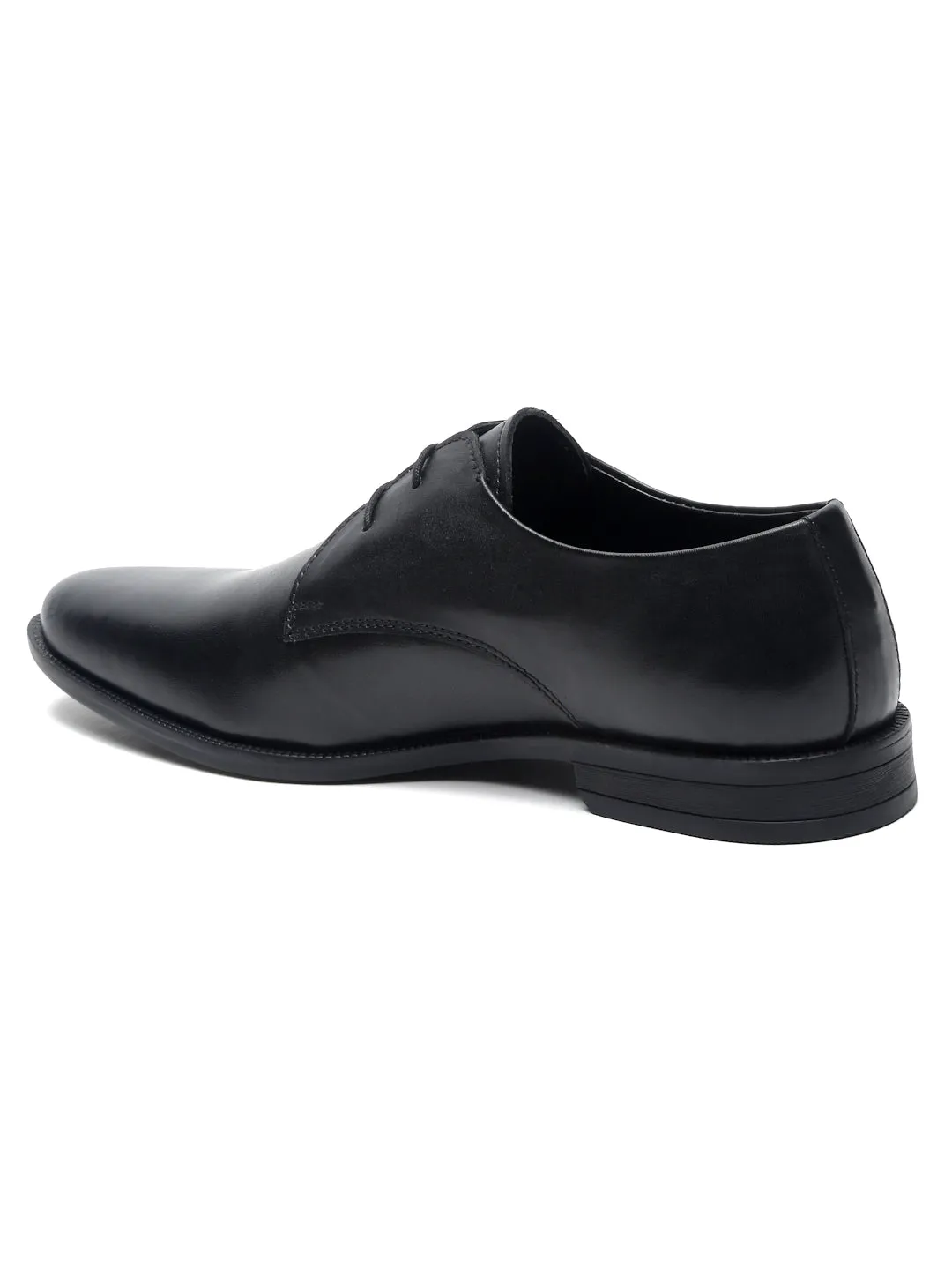 Teakwood Leather Men Solid Black Derbys