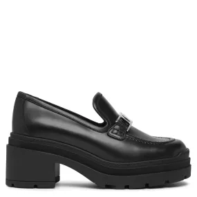 Vara chain black leather loafers