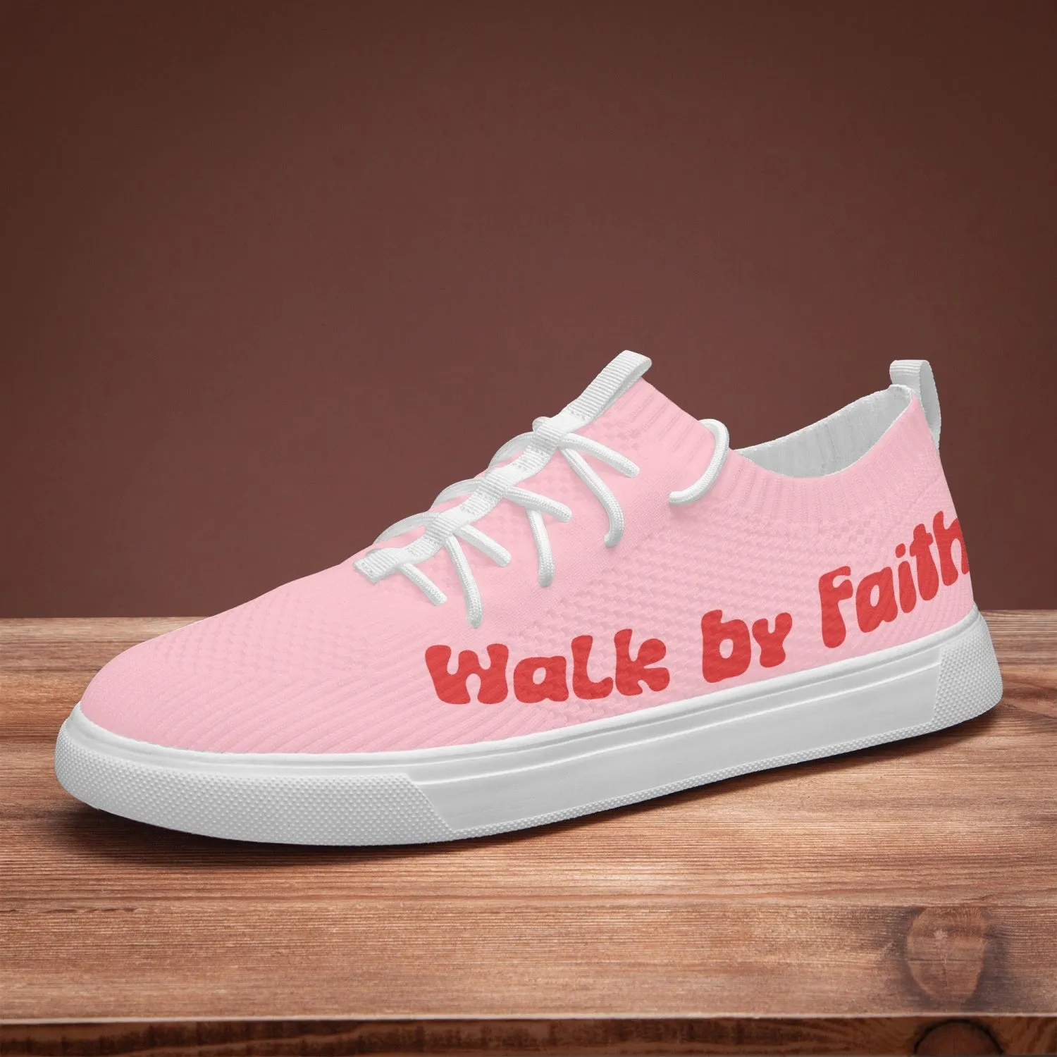 Walk by Faith. Pink Red Low Top Sneakers