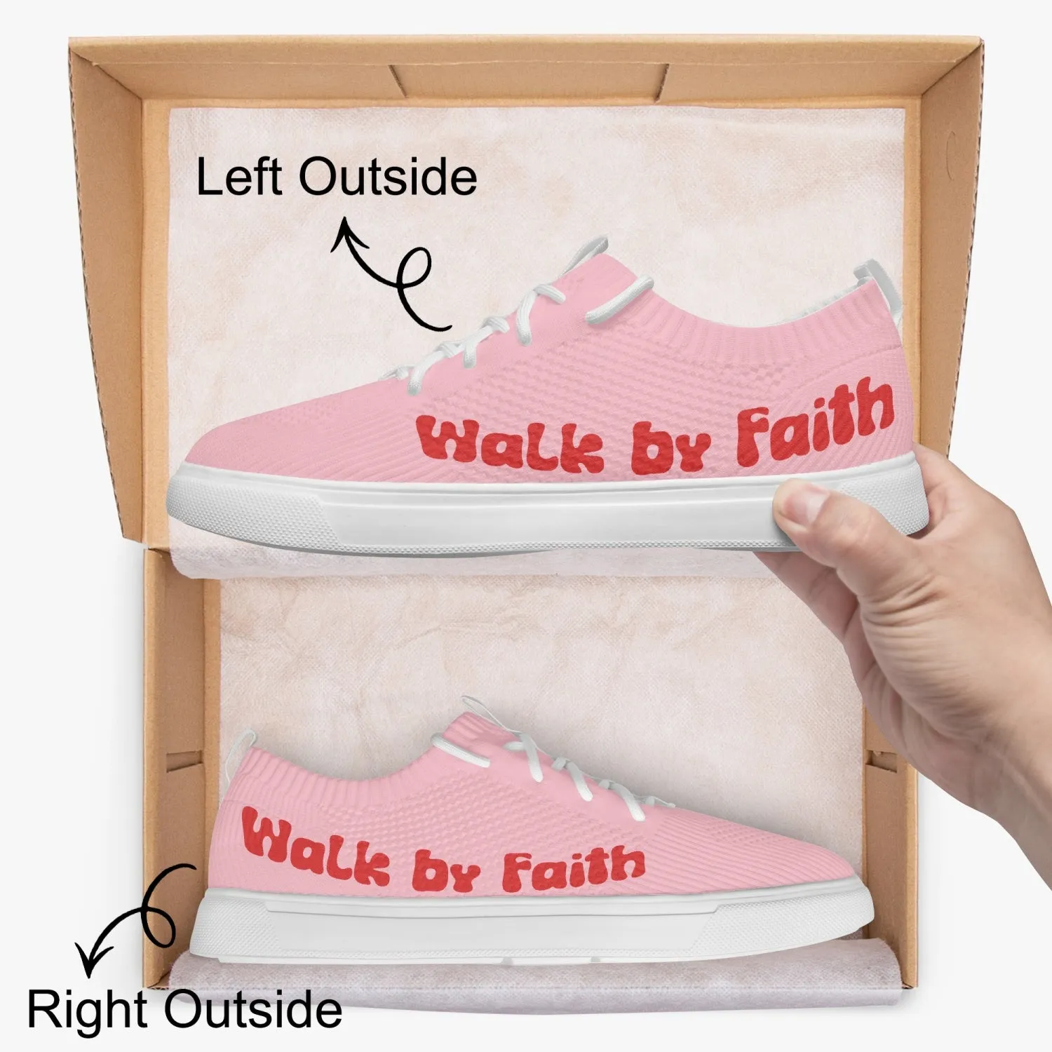 Walk by Faith. Pink Red Low Top Sneakers