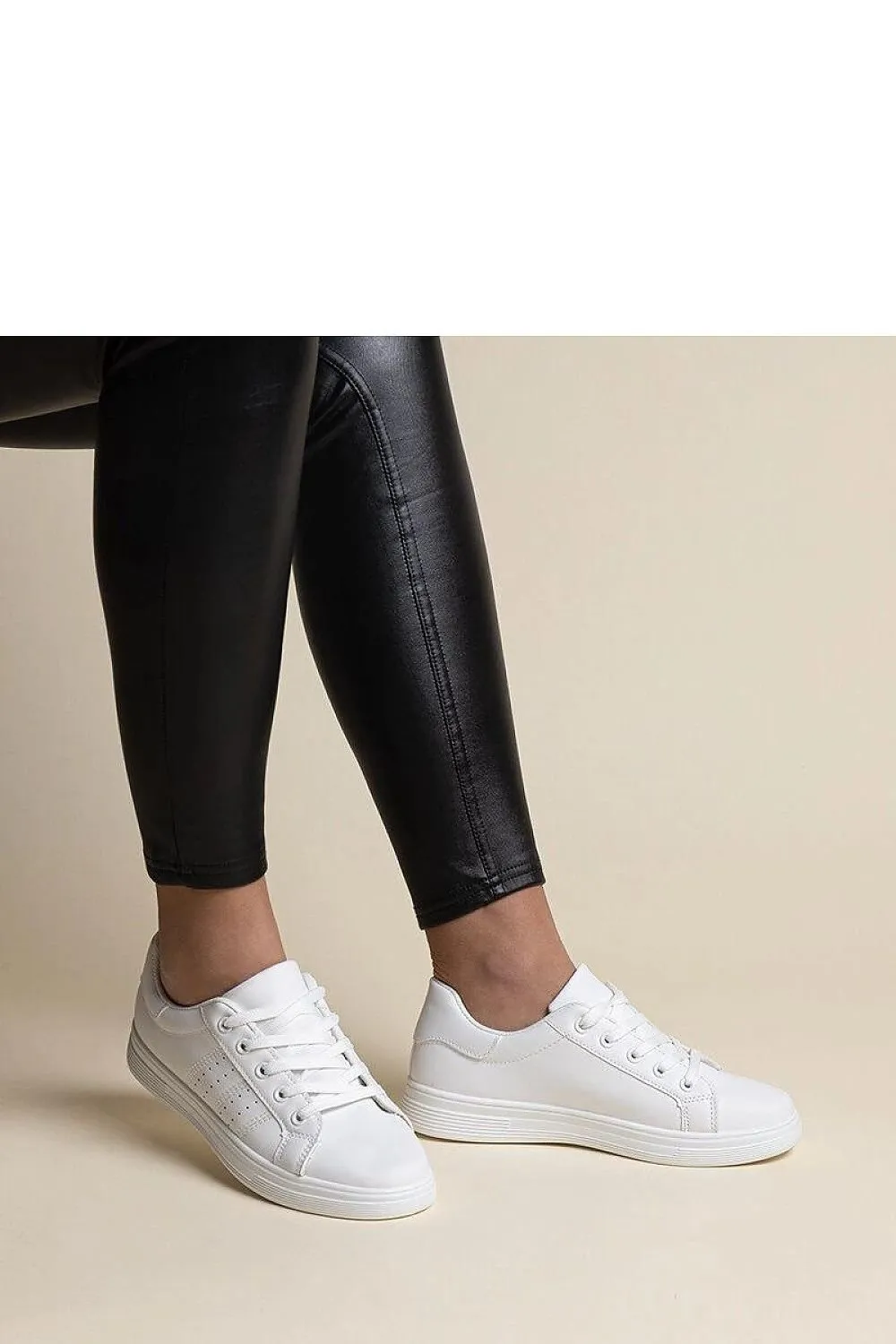 White sneakers with a black element