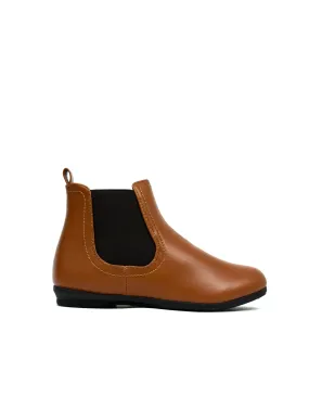 Women's Black Low Wedge Ankle Boots Tan