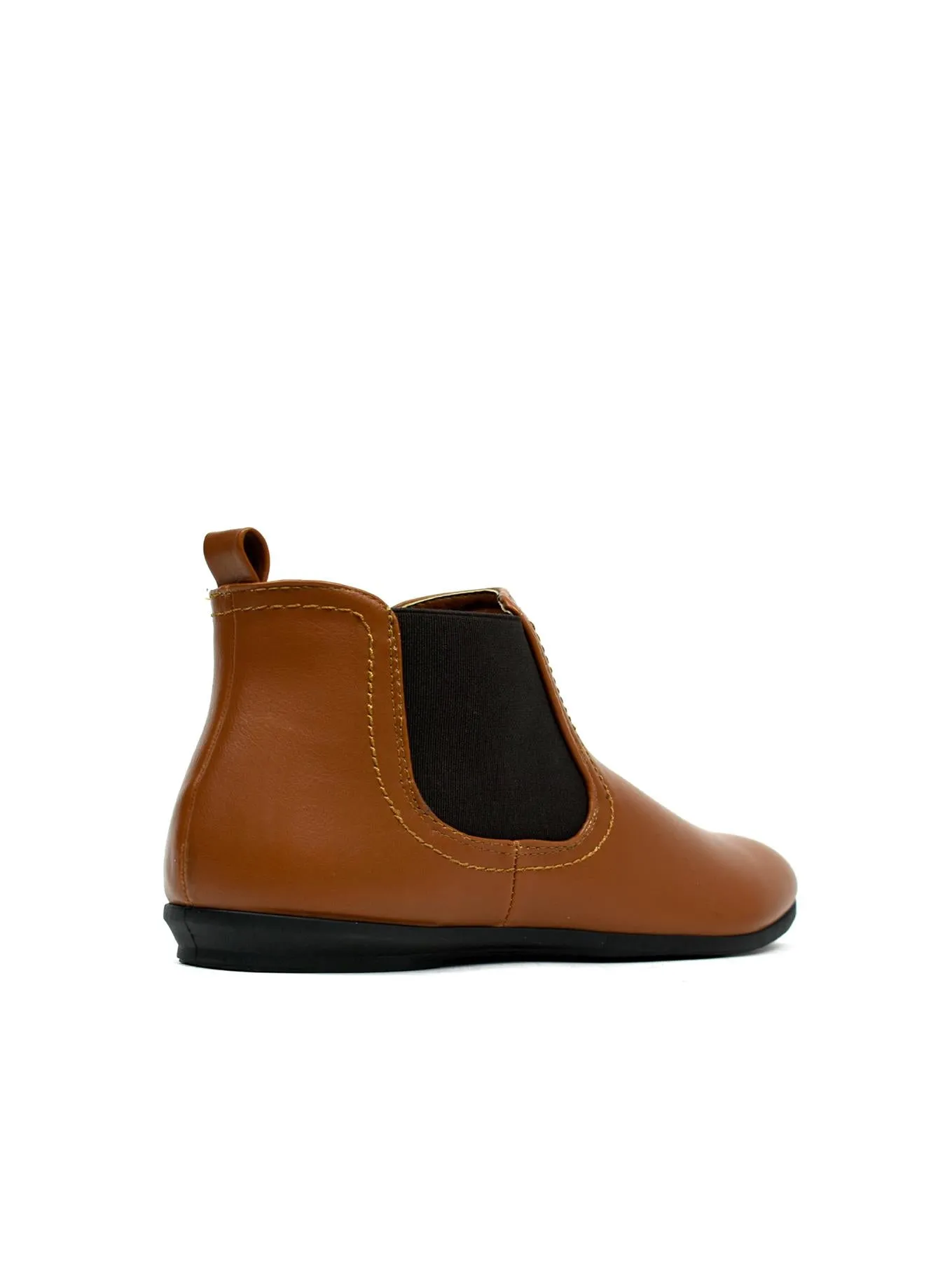 Women's Black Low Wedge Ankle Boots Tan