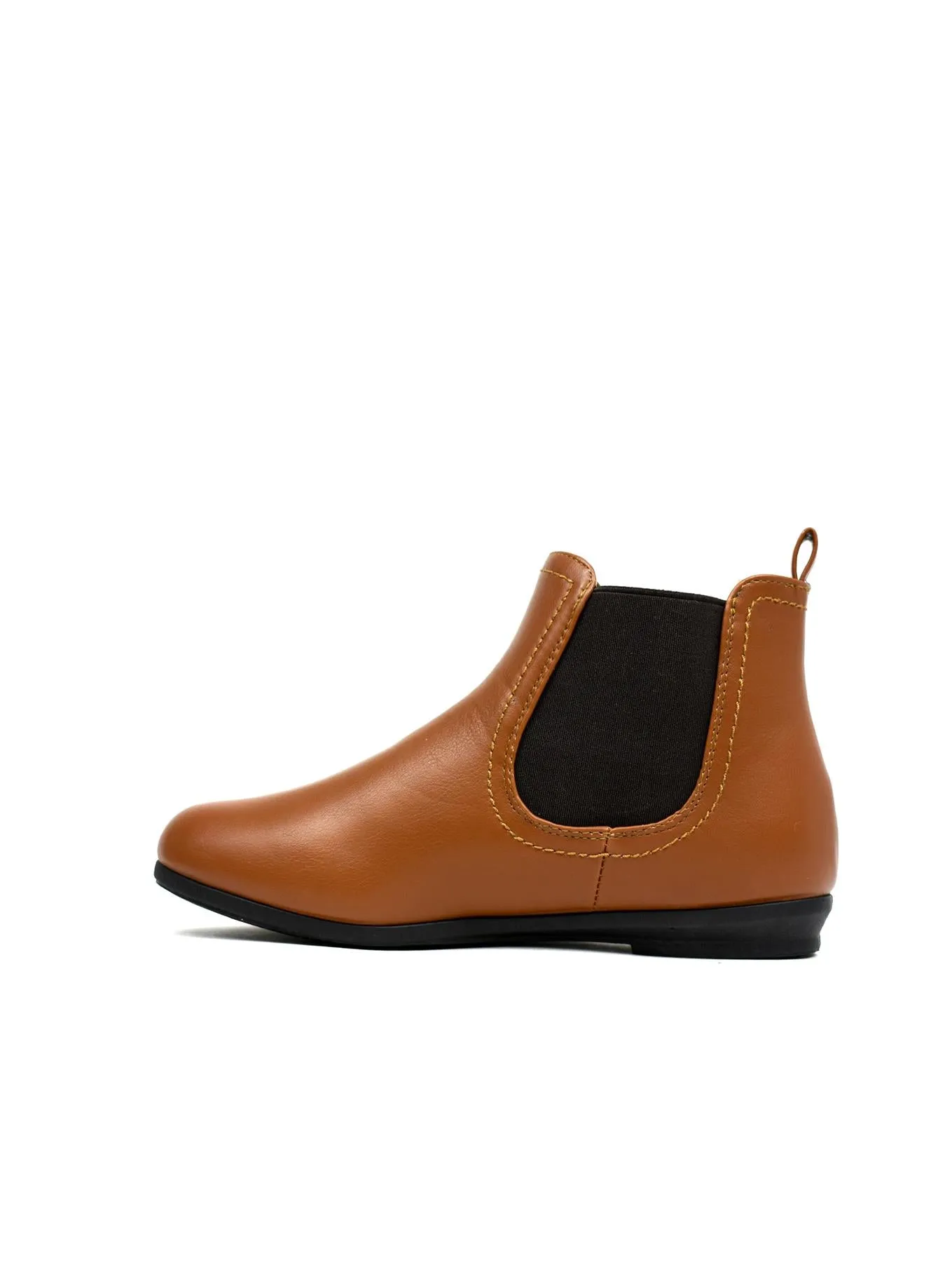 Women's Black Low Wedge Ankle Boots Tan