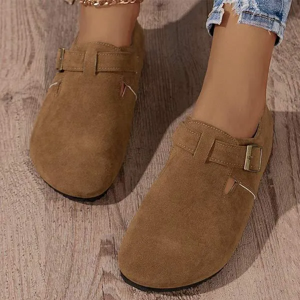 Women's Square Toe Buckle Casual Low-Heeled Loafers 60149364C