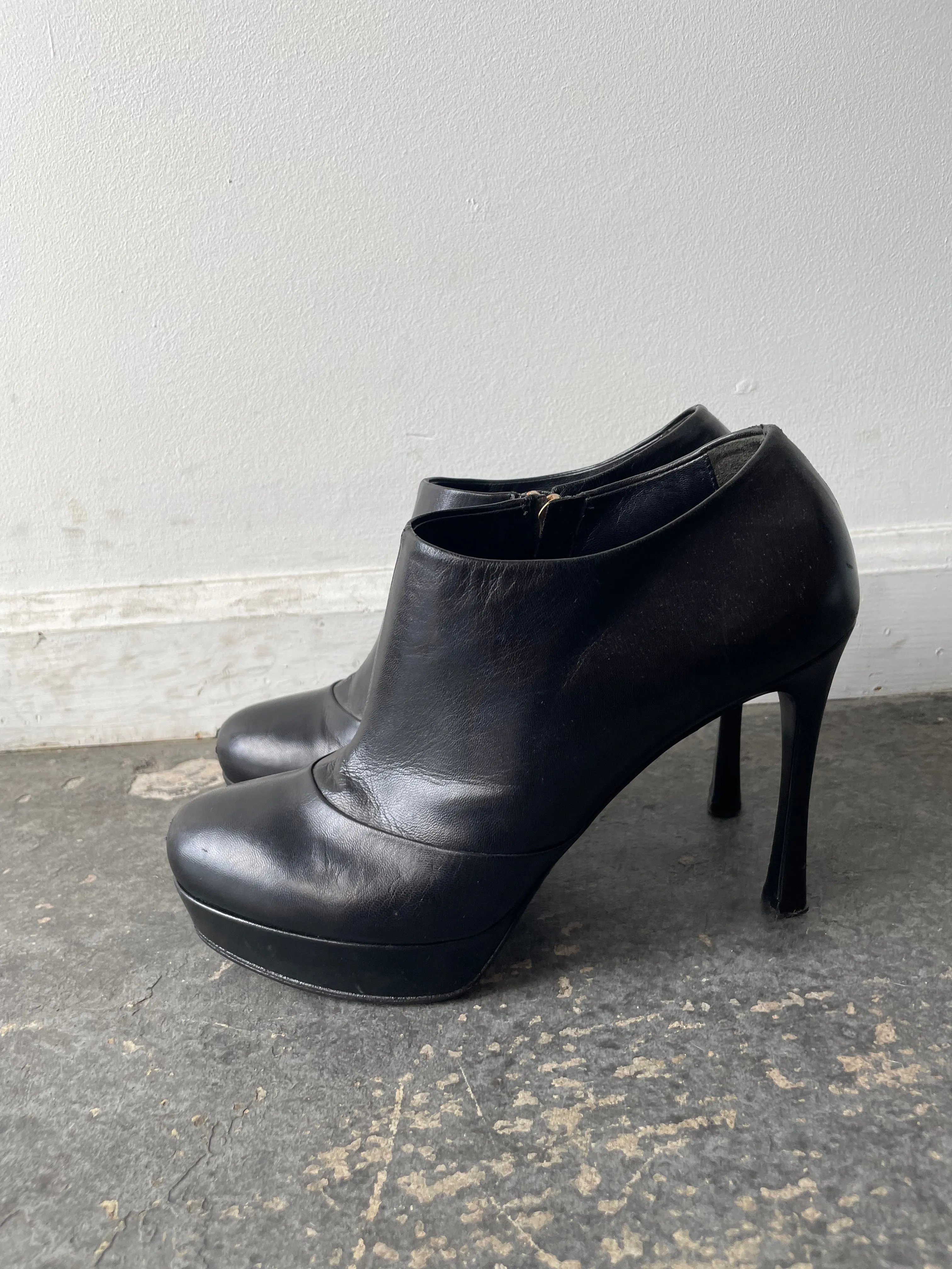 YSL Black Heeled Short Booties